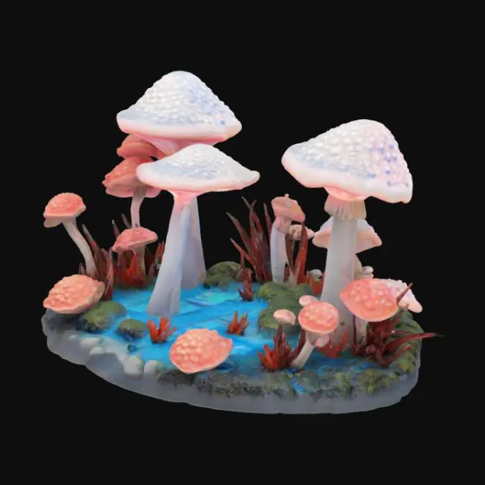 3D model for Fairy Forest,Real life world of Alien Plants DIORAMA ,unique style blends intricate Aliens tones with silver Blue accents, OUR vivid emotional expression and modernism, creates a striking visual experience 