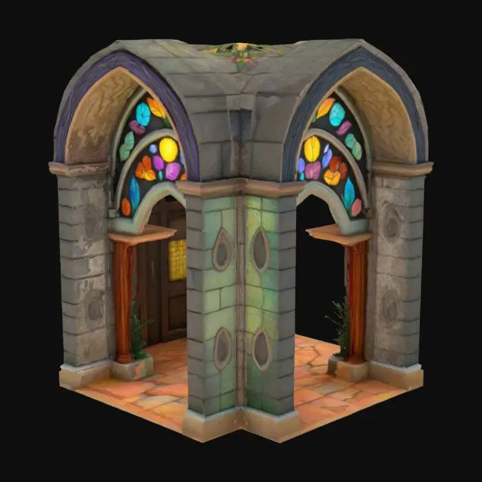 3D model for Botanical stone Arch, archway, Game Assets, Stone, Carved, hand painted, bold deep lines and edges. 
A colorful botanical stone relief arch with spring pastel nature scenes, Etched, stained glass, luminous, Carved, Polished, Highly Detailed, Ultra Realistic the inside is light and luminous and colorful all the way around, magical, fairy dust