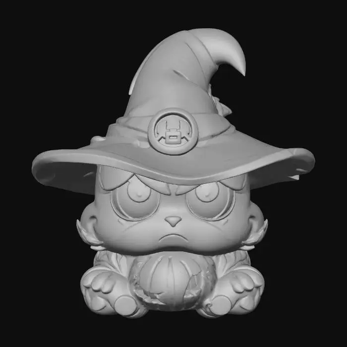 3D model for Sad Witchy Cat Pumpkin, #Halloween2025#
