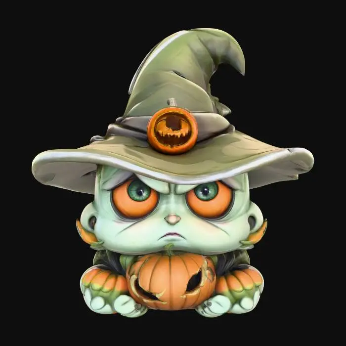 3D model for Sad Witchy Cat Pumpkin, #Halloween2025#
