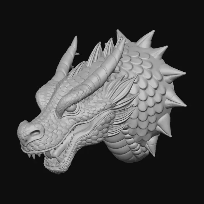 3D model for make a life size wall mounted dragon head in color