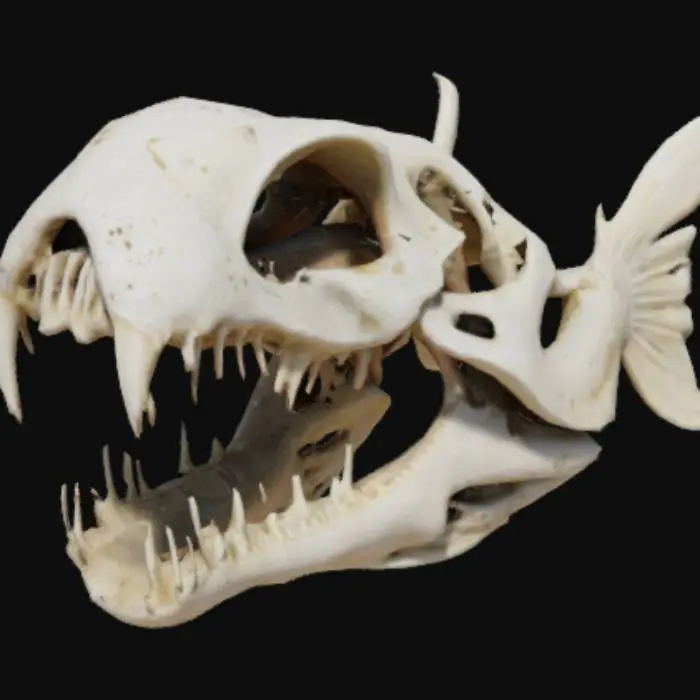 3D model for Creepy Fishskull with razorsharp teeth, ultra detailed, highest Quality 