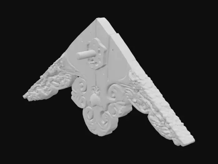 3D model for Japanese Wooden Gable Decor. High Detailed Japanese Wood carving