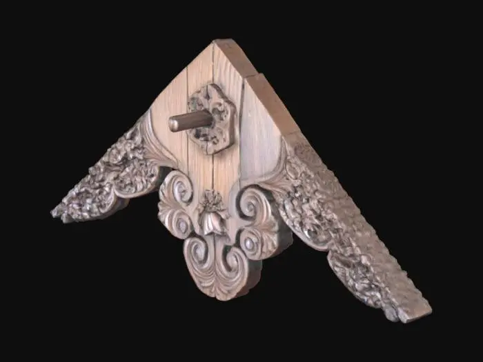 3D model for Japanese Wooden Gable Decor. High Detailed Japanese Wood carving