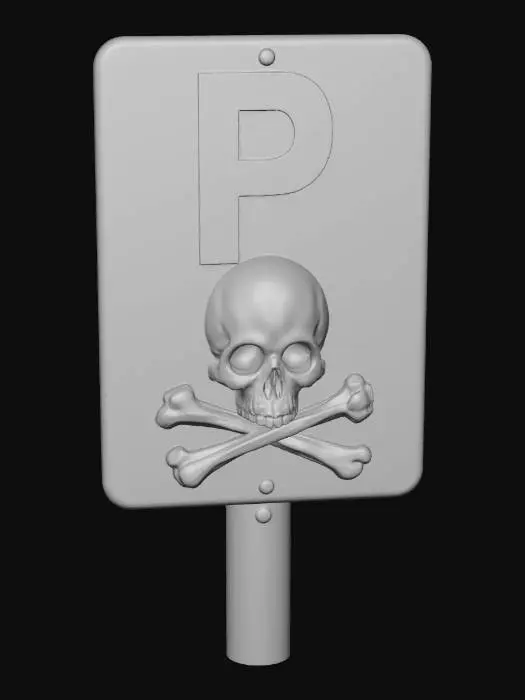 3D model for Skull and Crossbones Parking Sign