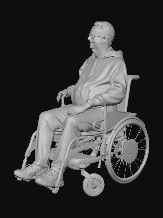 3D model for Man in Wheelchair with Colorful Wheels