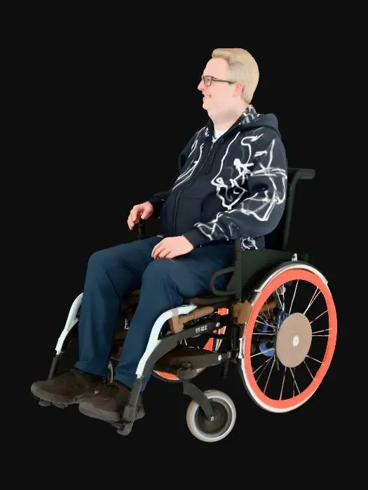 3D model for Man in Wheelchair with Colorful Wheels