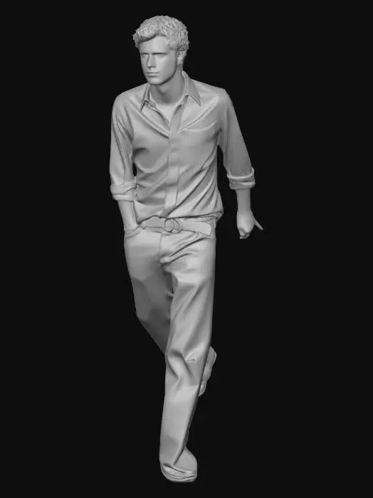 3D model for Man in Striped Shirt and Jeans