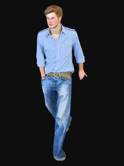 3D model for Man in Striped Shirt and Jeans