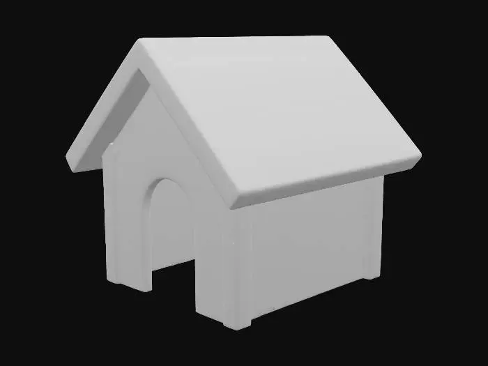 3D model for cute low poly dog house, simple no words, no chimney, no background cute colors