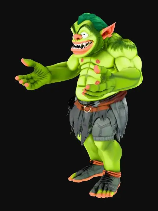 3D model for un ogre vert avec les bras perpendiculaire au corps
2 yeux