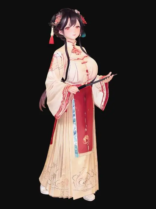 3D model for Hanfu Elegance at the Lantern Door