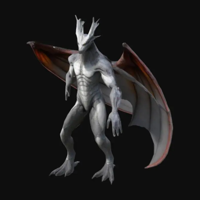 3D model for humanoid in T pose with dragon wings