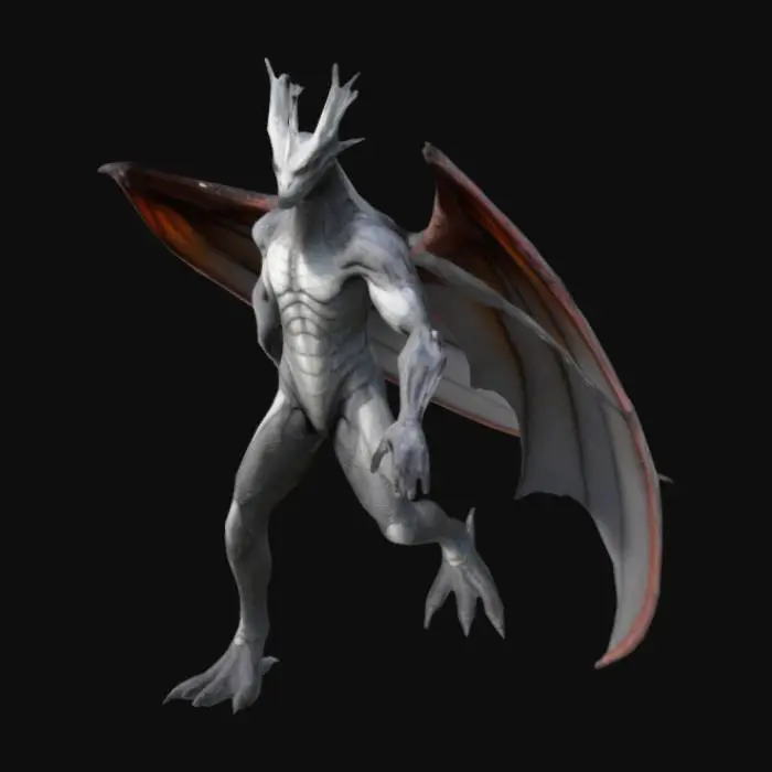 3D model for humanoid in T pose with dragon wings