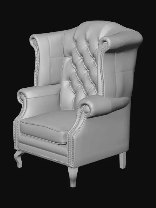 3D model for Vintage tufted leather armchair