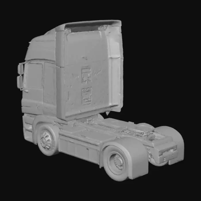 3D model for 18 Wheeler Truck, No wheels, Mixed Color design pattern, Inside interior with see through windows.