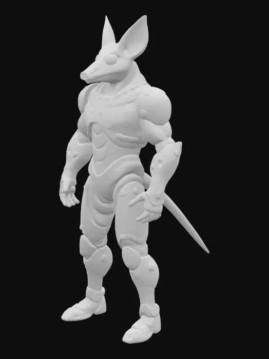 3D model for humanoid ardvark cyber warrior