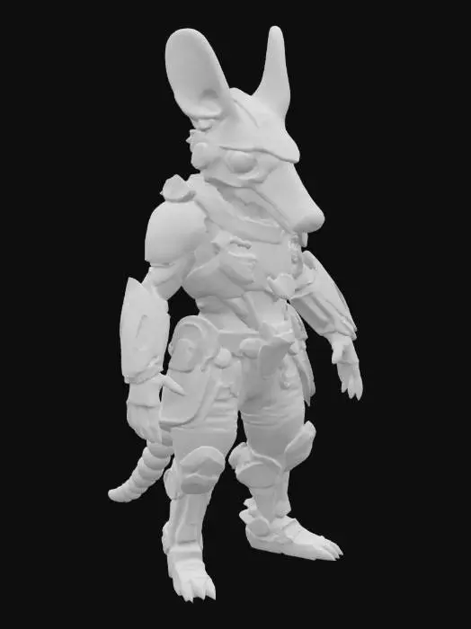 3D model for humanoid ardvark cyber warrior