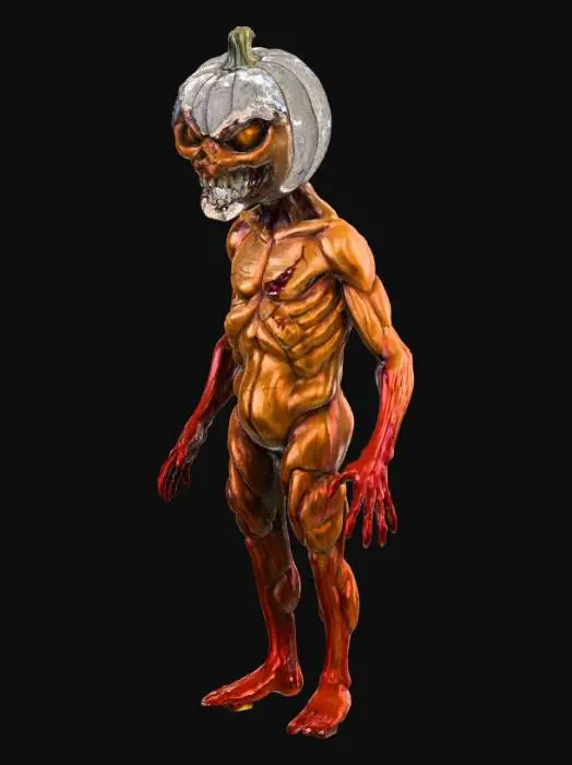 3D model for #Halloween2025#, blood thirsty , cracked out pumkin head monster