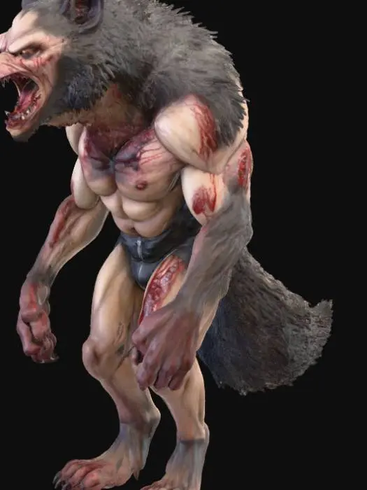 3D model for #Halloween2025#, blood thirsty , ,jacked ,cracked out warewolf monster