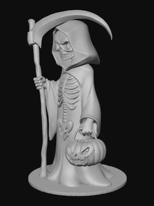 3D model for #Halloween2025#, 
 cartoon grim reaper