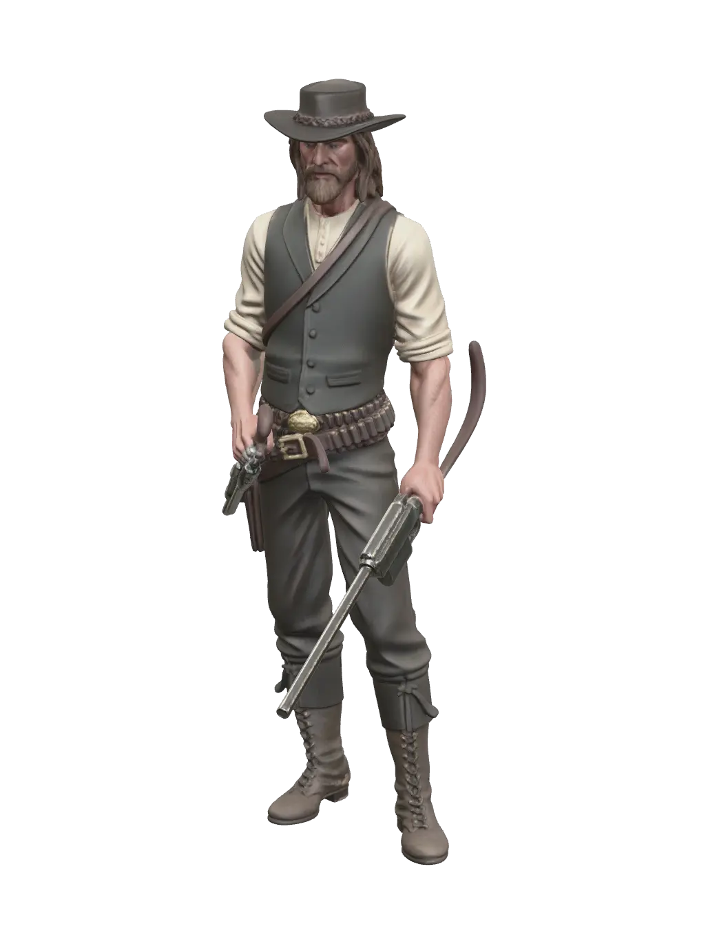 Low-Poly Arthur Morgan - Rigging 3D model, vytvořený pomocí AI