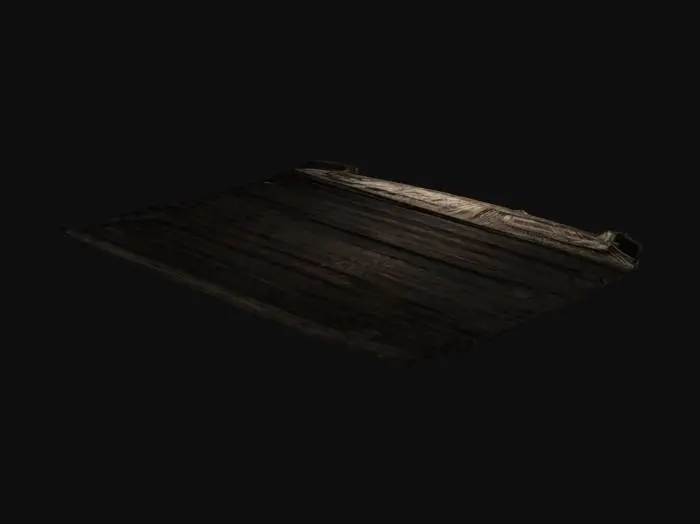 3D model for Tatami mats partially rotting or burned through

 A dark, atmospheric visual style for a game set in a dystopian, post-apocalyptic version of urban Japan. The world is quiet and haunting, inspired by Japanese ghost stories and folklore. Streets are narrow and shadowed, with crumbling buildings made of aged wood and concrete. Architecture shows signs of decay—shattered windows, peeling paint, moss-covered walls, and tangled vines reclaiming the structures. Environments are cluttered with forgotten objects: broken crates, old signage, cracked pavement, and scattered debris.