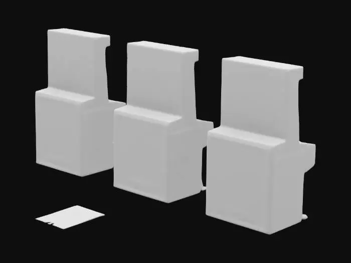 3D model for Abandoned pachinko machines with cracked glass  A dark, atmospheric visual style for a game set in a dystopian, post-apocalyptic version of urban Japan. The world is quiet and haunting, inspired by Japanese ghost stories and folklore. Streets are narrow and shadowed, with crumbling buildings made of aged wood and concrete. Architecture shows signs of decay—shattered windows, peeling paint, moss-covered walls, and tangled vines reclaiming the structures. Environments are cluttered with forgotten objects: broken crates, old signage, cracked pavement, and scattered debris.