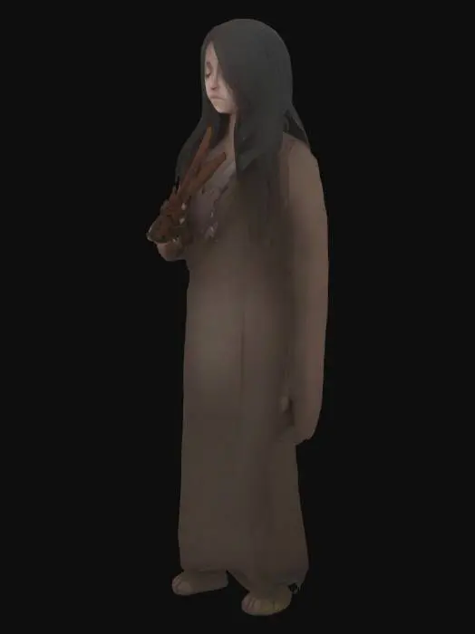3D model for Japanese KuchiSake-Onna, woman, bloody, horror, scary, deadly, spirit, evil, Japanese, dark, mysterious, T-pose