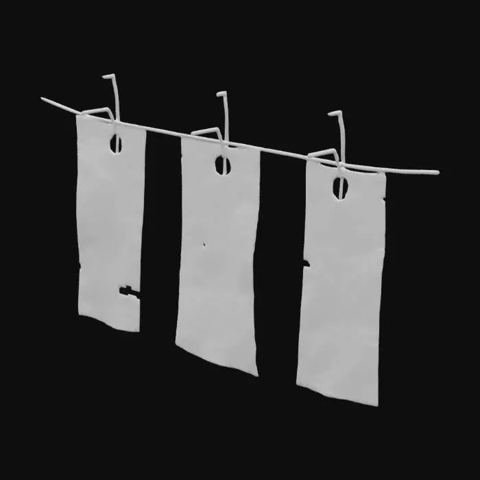 3D model for Paper talismans (ofuda)
 A dark, atmospheric visual style for a game set in a dystopian, post-apocalyptic version of urban Japan. The world is quiet and haunting, inspired by Japanese ghost stories and folklore. Streets are narrow and shadowed, with crumbling buildings made of aged wood and concrete. Architecture shows signs of decay—shattered windows, peeling paint, moss-covered walls, and tangled vines reclaiming the structures. Environments are cluttered with forgotten objects: broken crates, old signage, cracked pavement, and scattered debris.