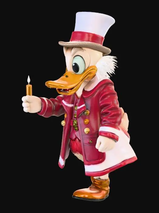 3D model for lets make a mister scrooge holding a candle while walking a street celebrating the Christmas spirit about to steal Santa's sleigh, #Christmas2025#