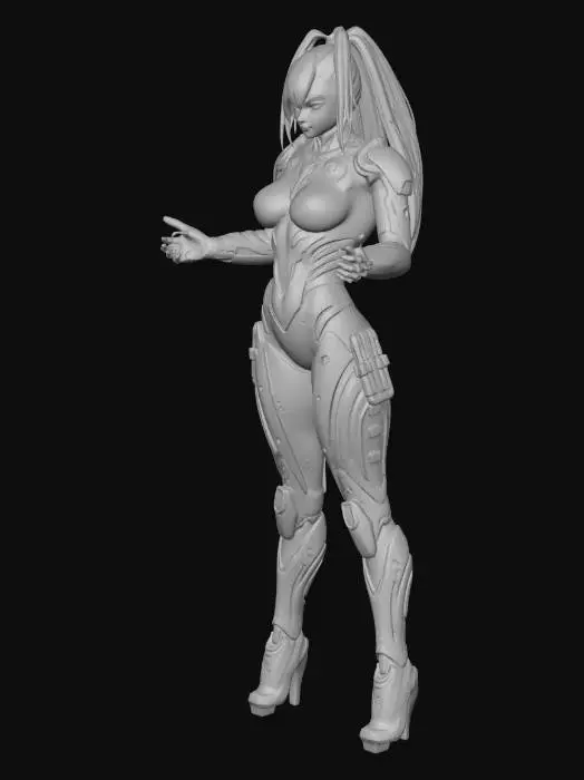 3D model for Create a mash up between juri han and adam smasher from cyberpunk 2077 and edge runners. make it sexy and make it female. the mech from adam smasher with the body of juri han from street fighter