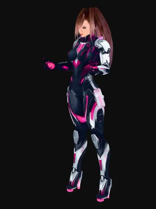 3D model for Create a mash up between juri han and adam smasher from cyberpunk 2077 and edge runners. make it sexy and make it female. the mech from adam smasher with the body of juri han from street fighter