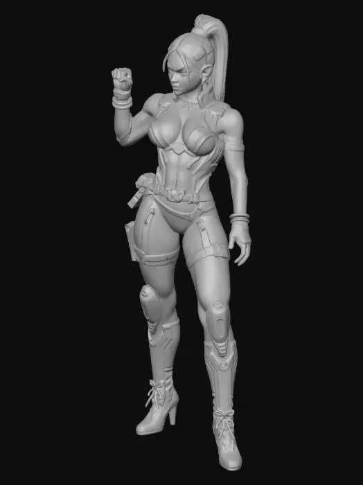 3D model for create a cyberpuck 2077 style chun li figure. I want the legs to be large like the video game. might the clothing tight and pervocative