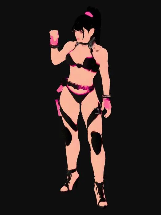 3D model for create a cyberpuck 2077 style chun li figure. I want the legs to be large like the video game. might the clothing tight and pervocative