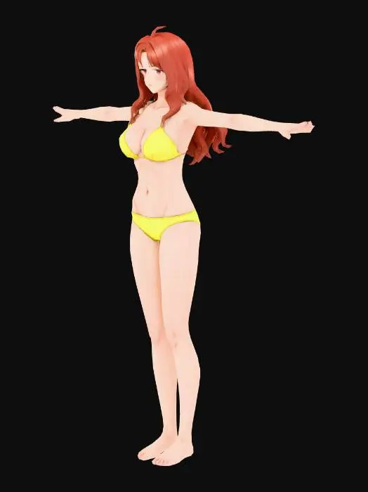 3D model for Anime Character in Swimsuit
