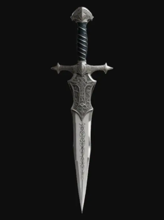3D model for Realistic Ritual Dagger. Clean topology with Wiccan engravings along hilt.