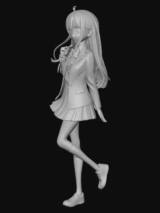 3D model for Anime kızı karakteri yüksek çözünürlüklü ultra detaylı