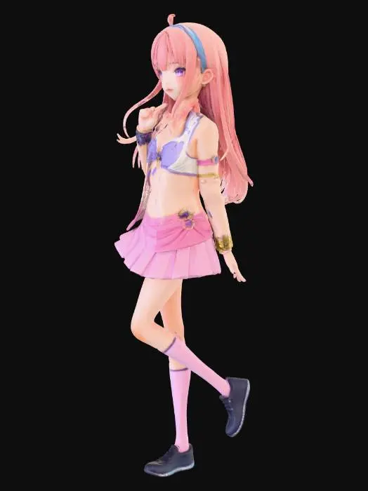 3D model for Anime kızı karakteri yüksek çözünürlüklü ultra detaylı