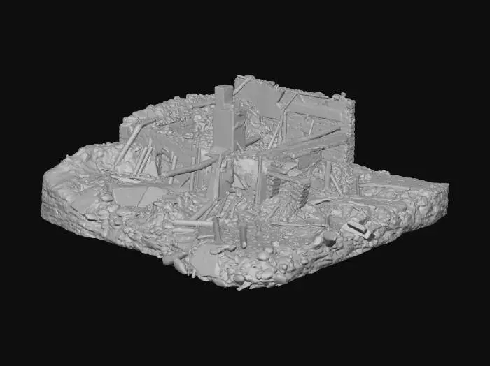3D model for Ruined Structure with high details in the dust