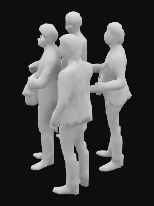 3D model for 生成披头士乐队四个人的模型，要求模型和现实中的人长得一样
