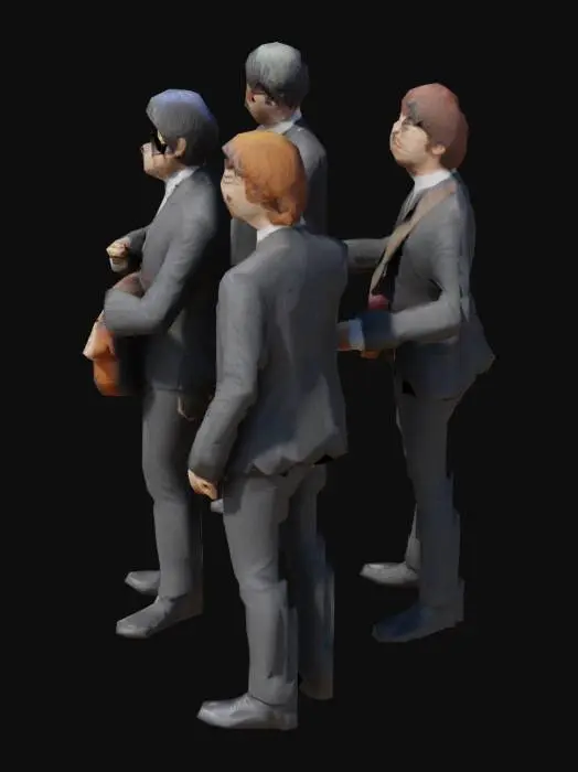 3D model for 生成披头士乐队四个人的模型，要求模型和现实中的人长得一样