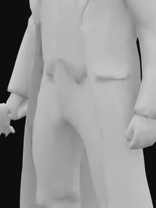 3D model for Ultra realistic a tall bald man wearing black suit like warrior with black shoes like warrior and his dress is like warrior theme and he is carrying a golden revolver in his hand and stand straight 