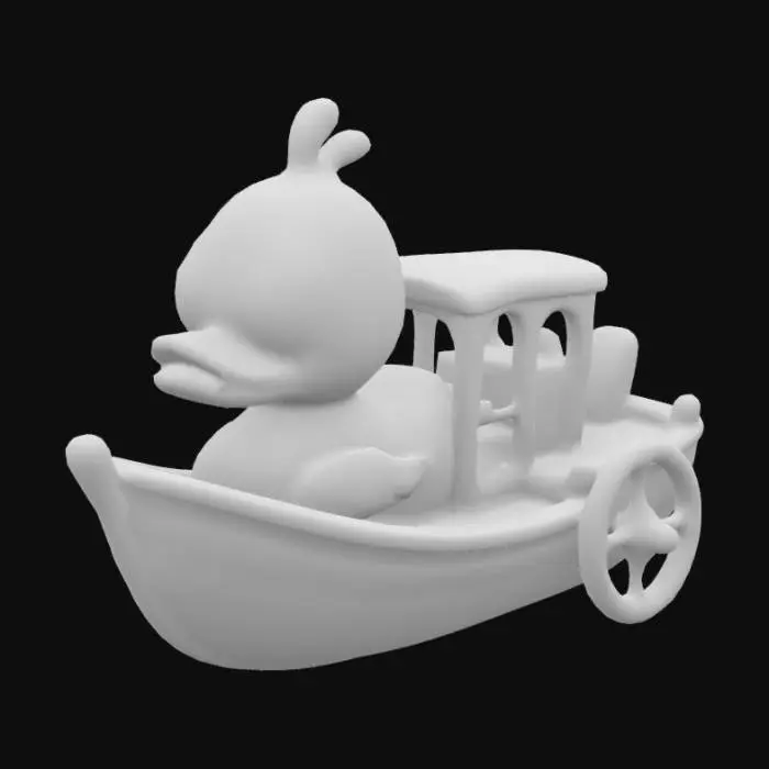 3D model for paddle wheel boat with a rubber duck for a cab