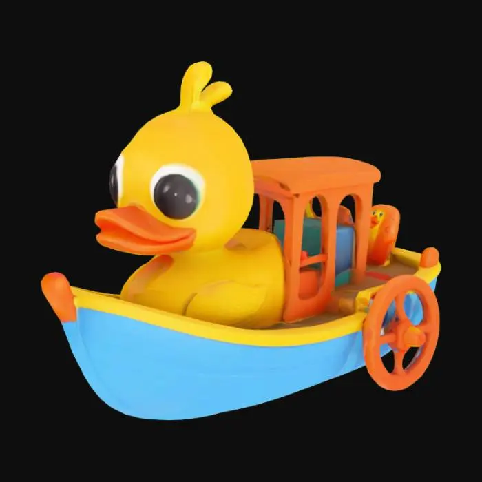 3D model for paddle wheel boat with a rubber duck for a cab