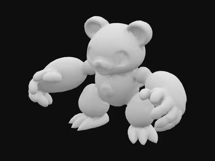 3D model for bear mech pokemon mixed with mew pokemon purple and pink