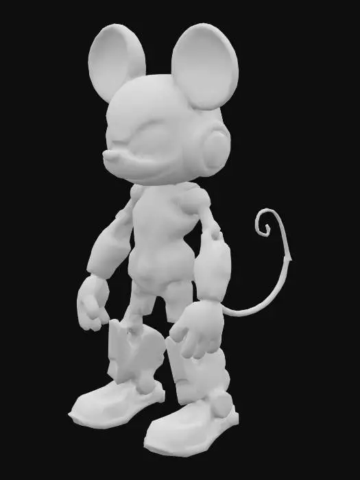 3D model for pink and dark blue mickey mouse cyborg mech mixed with mew pokemon