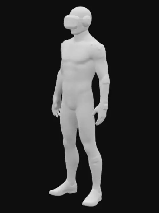 3D model for erstelle eine vr rüstug die minimalstic ist und aus neopren, anliegend, eng und mit sensoren ausgestattet ist
