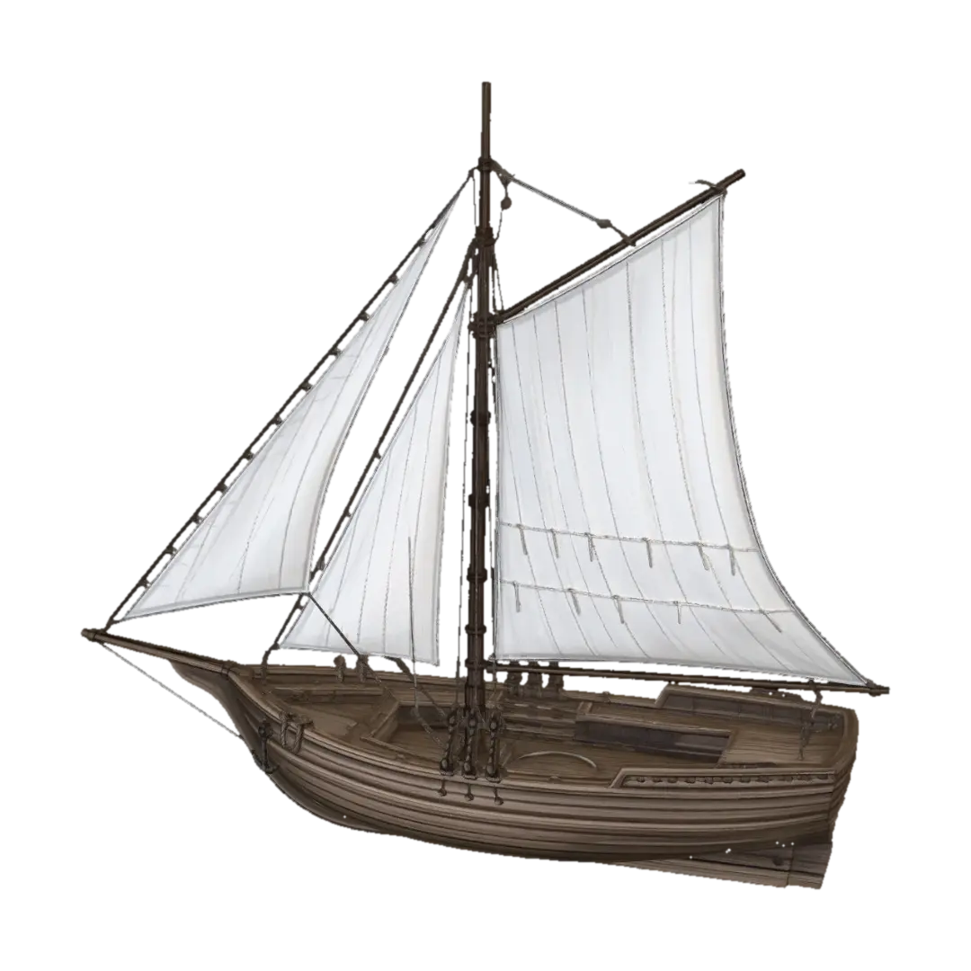 Wooden Sailboat - Rigging 3D model, vytvořený pomocí AI