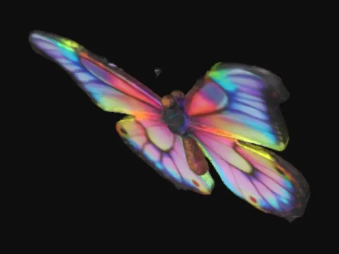 3D model for Magical butterfly king size, glowing colors, mutated wings